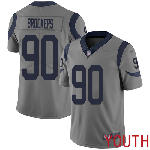 Los Angeles Rams Limited Gray Youth Michael Brockers Jersey NFL Football #90 Inverted Legend->youth nfl jersey->Youth Jersey